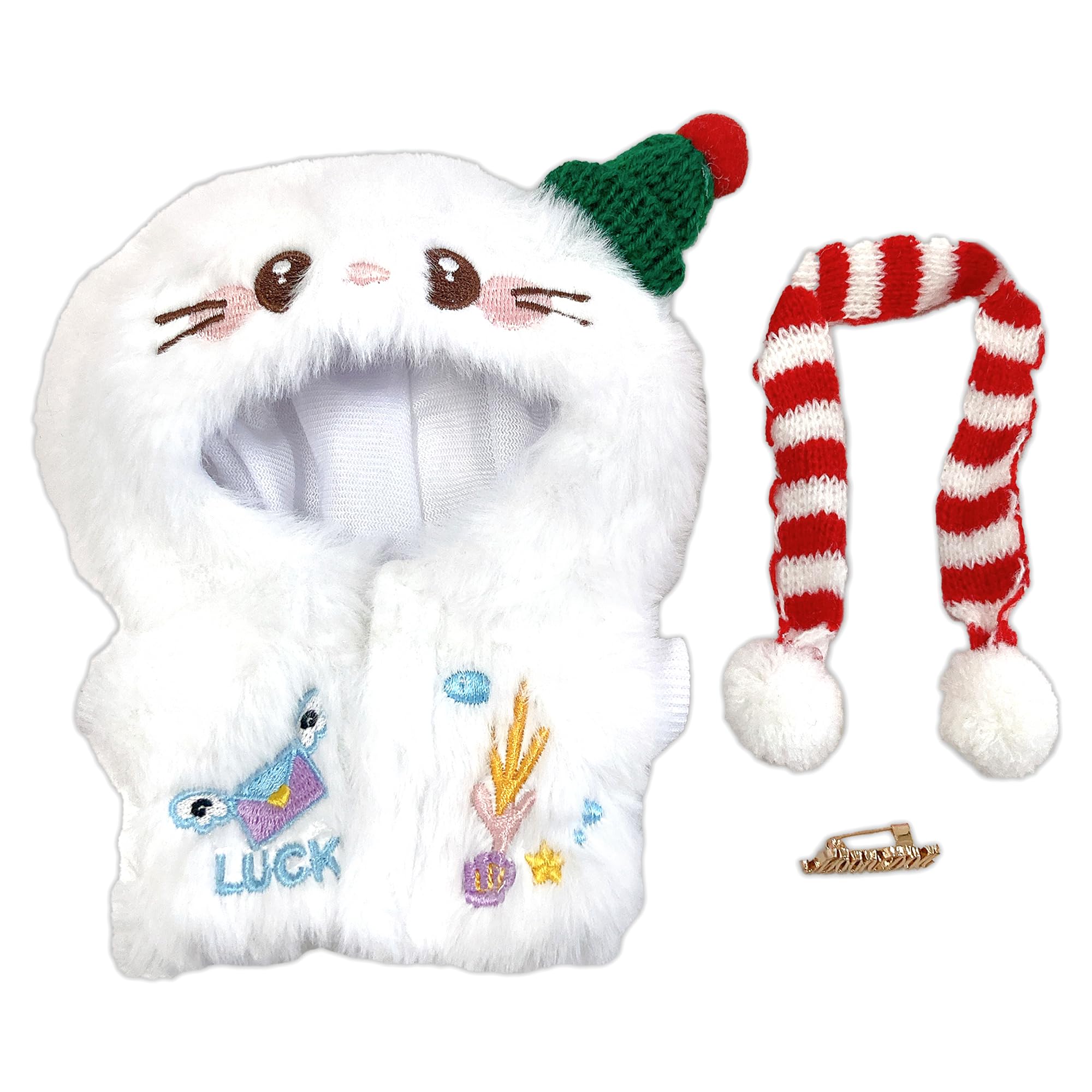 

Fluffy Christmas Kigurumi for 10cm Snowman Plush Clothes Kigurumi Accessories Otaku Doll Mascot Kpopdoll Costume [Used]