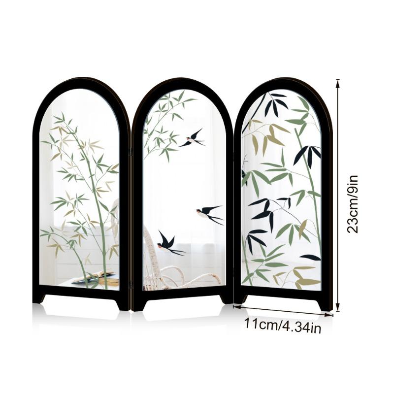Design Cinese Stile Medio Antico Fiore Uccello Inchiostro Bambù Paravento Decorazione da Scrivania Tavolino Soggiorno Decor