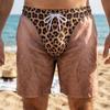 Novelty Men 3D Printed Swim Shorts Fake Hairy Leg Leopard Pattern Drawstring Quick Dry Beach Boardshort Summer Holiday Swimwear