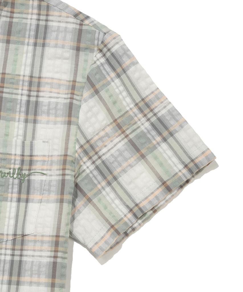 WACKY WILLY Women'S Semi-Oversized Check Short Sleeve Shirt Green
