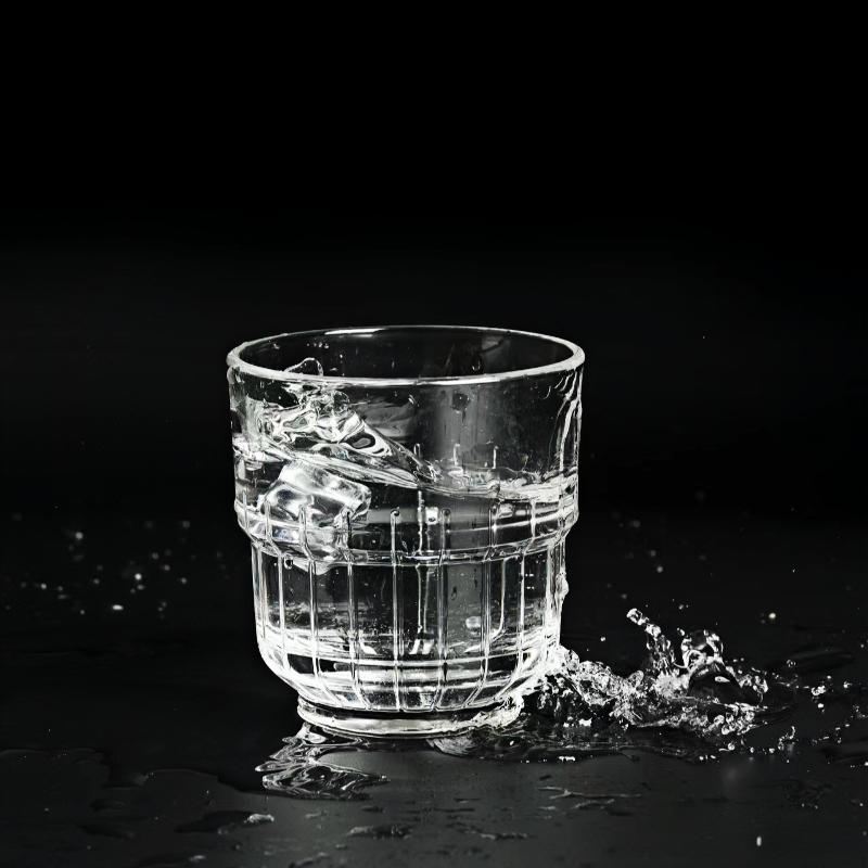 Retro Style Stripe Coffee Mug Embossed Glass Cup Iced Latte Milk Beverage Cups Cafe Drinking Glasses Lemon Tea Cup Coffeeware