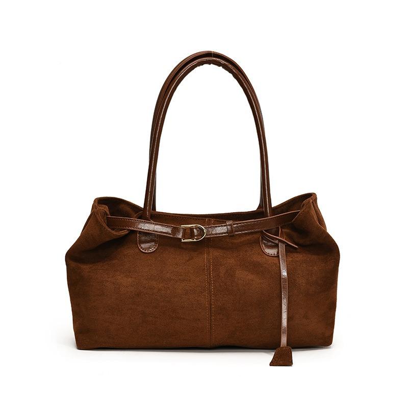 Autumn and winter suede underarm bag women's new trendy retro portable tote bag large-capacity commuter bag