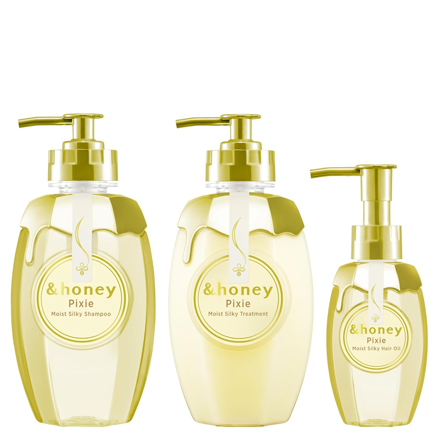 honey Pixie Moist Silky 3-piece set Shampoo/Treatment/Hair Oil