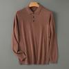 High Quality Worsted Spun Collar Wool Sweater Men's Spring and Autumn Business Polo Sweater Thin Long Sleeved Knitted T-Shirt