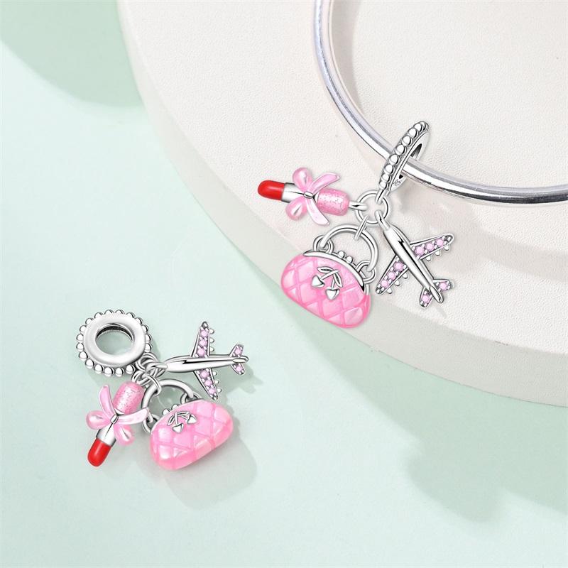 925 Silver Ocean Princess Magic Mirror Princess Rose Princess Charms Pendants Fit DIY Bracelets Party Jewelry