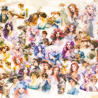 420 szt./pudełko Naklejki Retro Dziewczynka z Postacią Dekoracyjne do Dziennika Postaci Telefon Komórkowy Scrapbooking DIY Ręczny Zeszyt Artykuły Papiernicze Naklejka