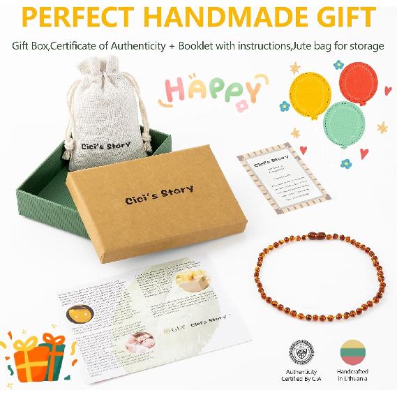 Cicis berättelse Bärnstenshalsband (Cognac) - Certifierad Äkta Baltisk Bärnsten