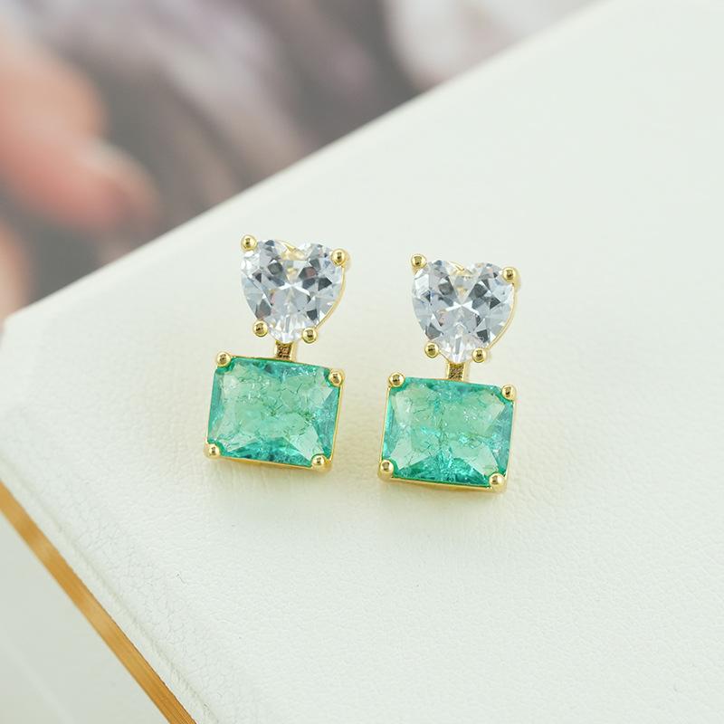 

Серьги-пусеты из циркония с эффектом кракелюра Любовный квадрат Высококачественные серьги в стиле легкой роскоши Модные универсальные серьги с темпераментом 14k зелёный