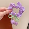 4Pcs Fashion Hair Accessories Cute Tulip Flower Large Intestine Scrunchie For Girls Sweet Hair Ornament Headband Hair Tie