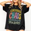 Personalized Lunch Lady Shirt, Lunchroom Chaos Coordinator Tee, Custom Name Cafeteria Worker Gift, Retro Humorous School Lunch Staff T-Shirt