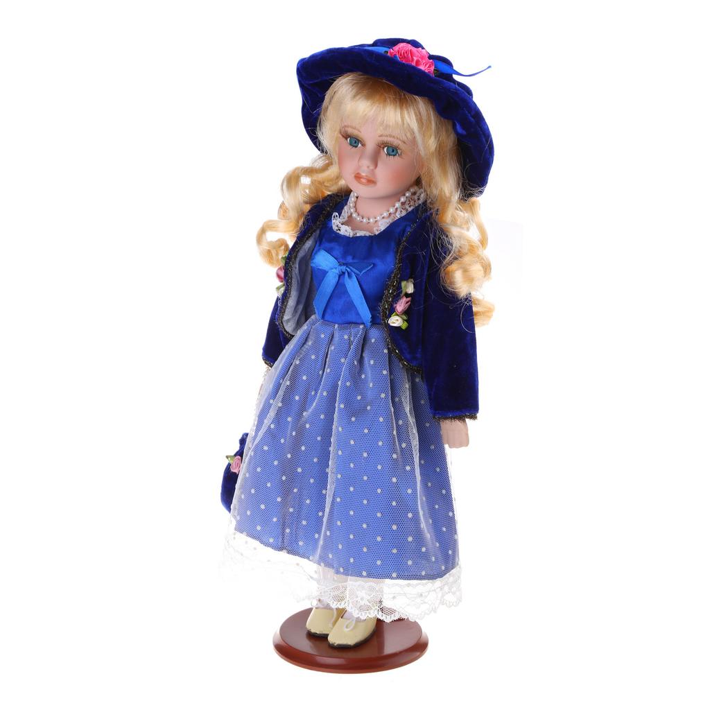 Elegant Victorian Porcelain Doll with American Rural Dress Home Display Doll Centerpiece Decoration 40cm Reborns Doll