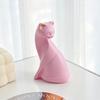 Minimalistische Rosa Katze Harzfigur Dekorative Skulptur Ornament mit Goldenen Ohrakzenten für Zuhause Wohnzimmer Tischplatte Display