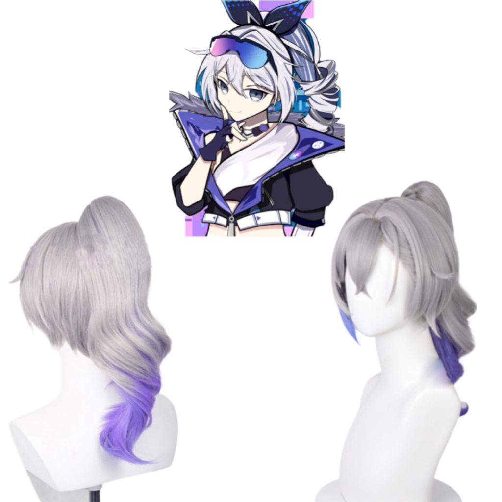 Silver Wolf Cosplay Wig Medium Length, Hand-woven With High-temperature Fiber