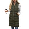 Fashionable Women's Hooded Sleeveless Vest Long Solid Color Zipper Padded Thickened Jacket
