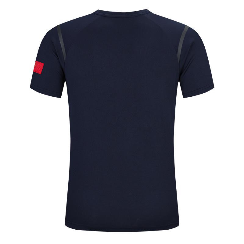Chinese Team Quick-Dry Round Neck Short Sleeve T-shirt for Men & Women - Wushu Coach Training Top, Summer Wear, Customizable National Costume