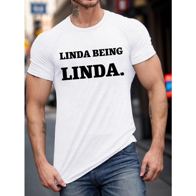 

Мужская летняя футболка большого размера European Size Big & Tall - Linda Being Linda с графическим принтом, короткий рукав, круглый вырез, повседневная футболка с короткими рукавами S белый