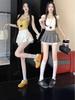 Sweet Pleated A-Line Mini Skirt with Lace Patchwork, High-Waisted and Anti-Exposure, 2025 Summer Collection