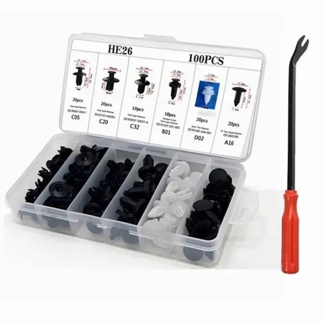 New 845pc-100Pc Car Fastener Clip Kit Fender Rivet Clip Auto Body Push Retainer Pin Rivet Bumper Door Trim Panel Retainer Repair