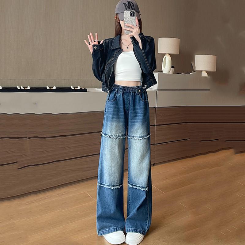 Plus Size Vintage High Waist Casual Loose Women Spring Summer Autumn Jeans Denim Wide Leg Pants