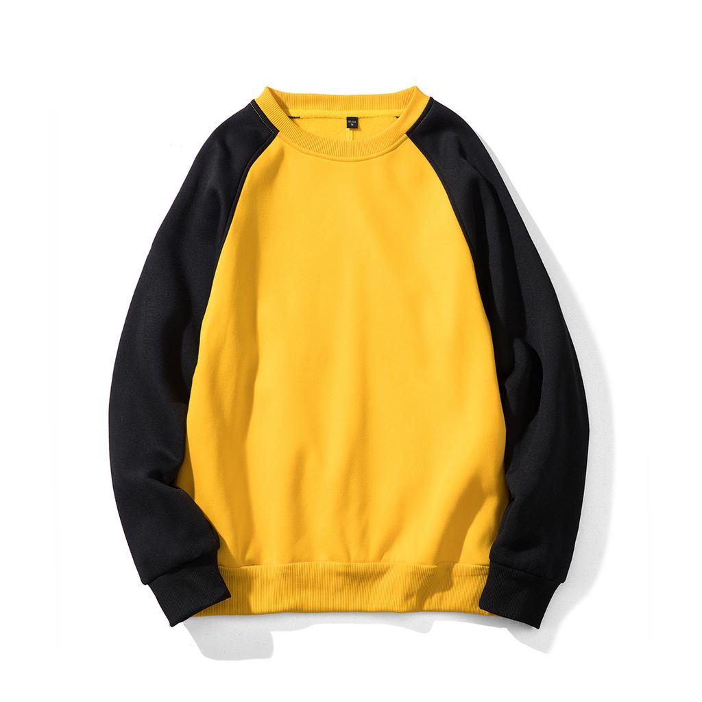 Sweatshirt Men Retro Style Trend Solid Colour Insert Colour Round Neck Sweater Spring and Autumn Long-sleeved Pullover Shirt