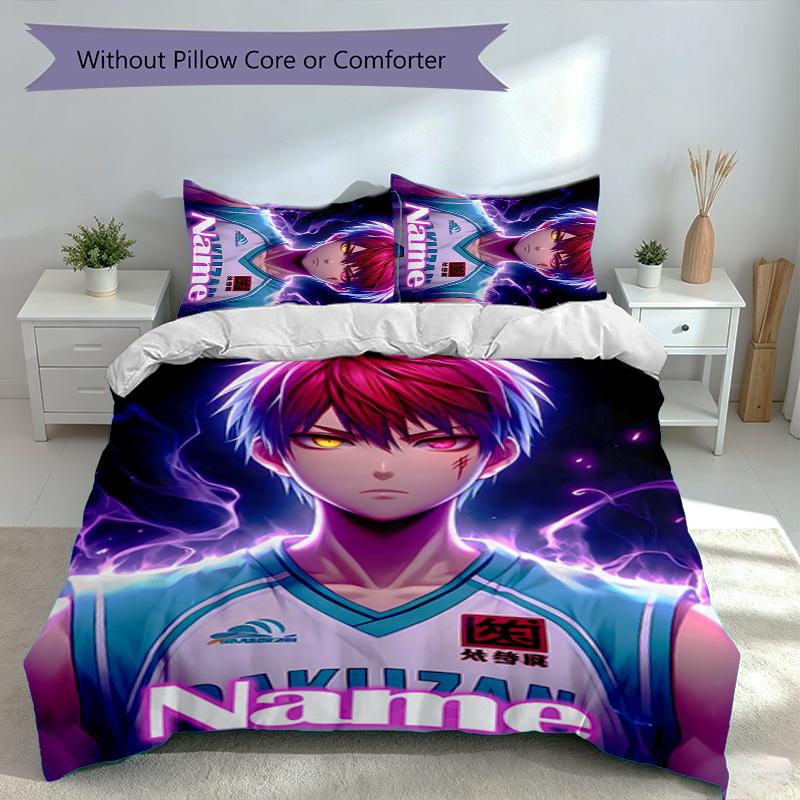3pcs Custom Name Kuroko's Basketball Set,Includes 1 Duvet Cover and 2 Pillowcases,All-season Bedroom Decor