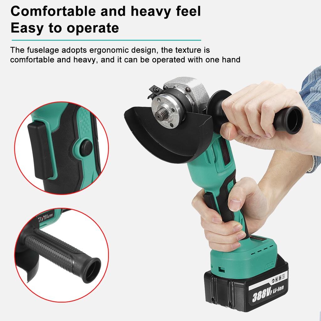 1000W 388VF Cordless Impact Angle Grinder DIY Power Tool 125mm Electric Polisher Cutting Grinding Machine