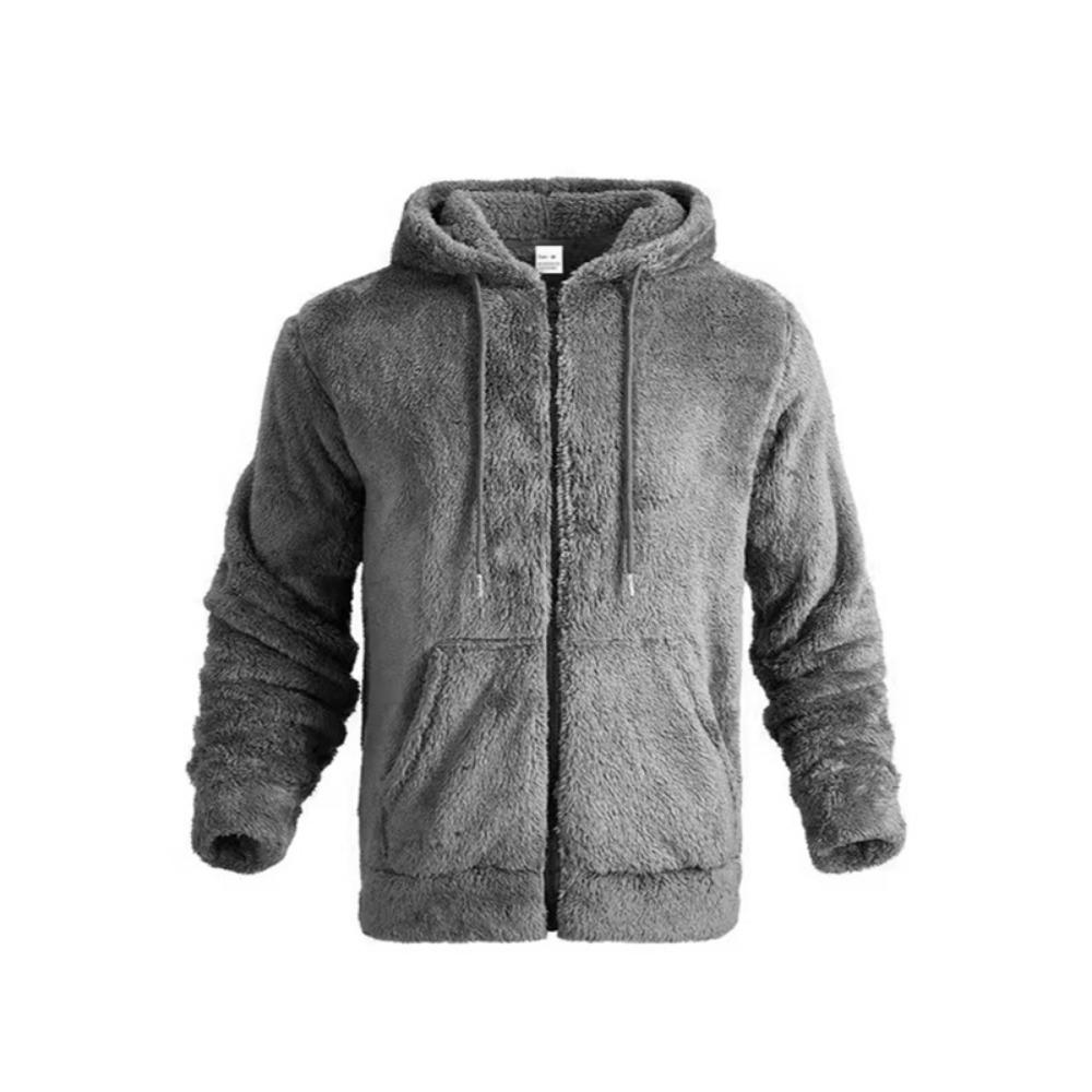 2025 Amerikanischer Stil Herbst/Winter Jacke Herren Dick Warm Doppelseitige Fleecejacke Lockerer Reißverschluss Cardigan Lässige Kapuzenjacke