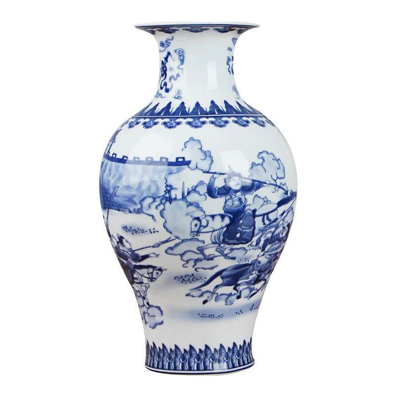 Klassische chinesische blau-weiße Keramikvase, antike Tischvase aus Porzellan für die Dekoration von Hotel-Speisesälen