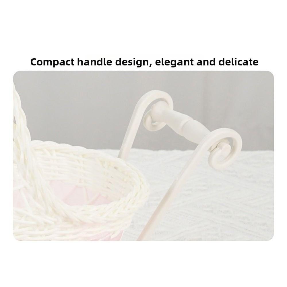 Multicolor Trolley Cart Storage Basket Plastic Weave Pattern Organization Basket Bowknot Oval Shape Desktop Ornament