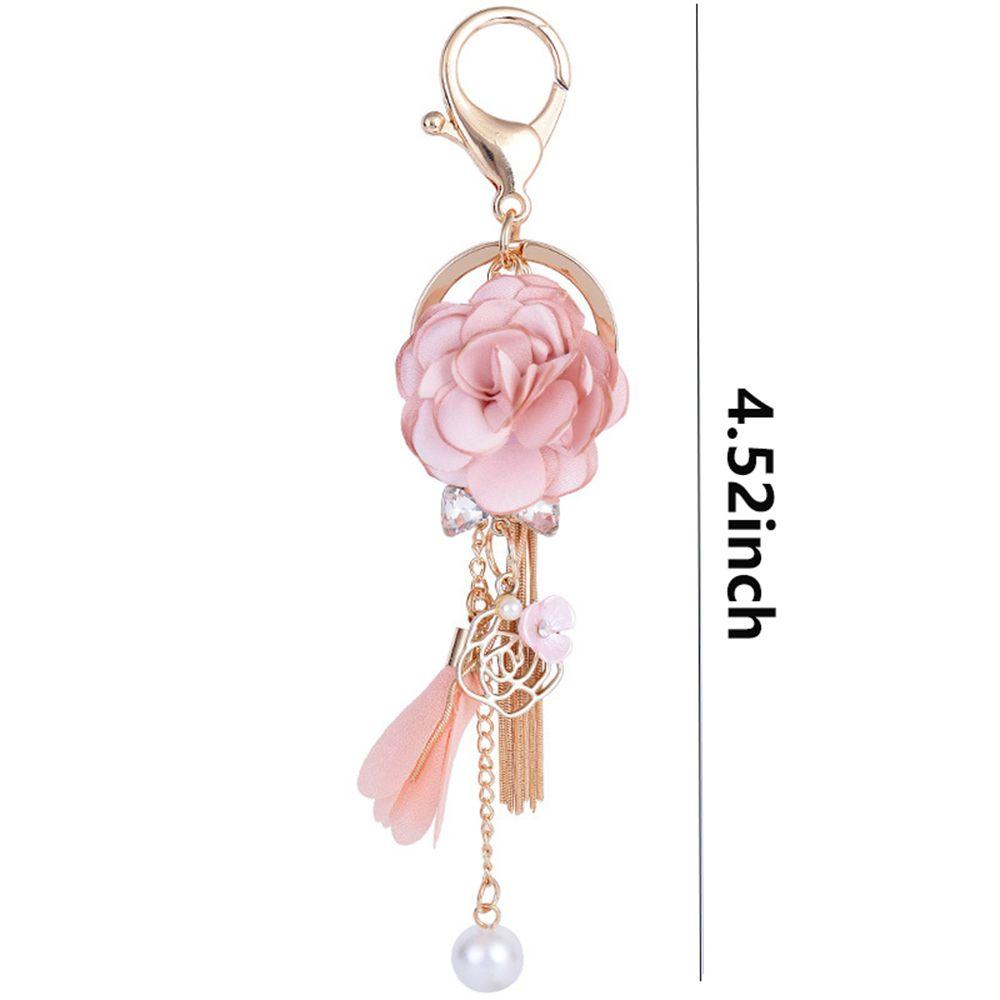 Y2K Fashion Cloth Flower Pearl Pendant Keychain For Girls Women's Bag Backpack Ornament Sweet Cool Tassel Floral Jewelry Gifts