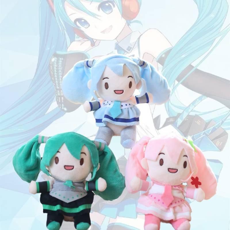 Adorable Cute Hatsune Miku Plush Toy Keychain Pendant Fluffy Cartoon Soft Plush Doll Pink Green Blue