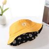 Double-sided Fisherman Hat Sun Protection Cap Cotton Outdoor Sun Hats Daisy Flower Print Student Pot Hat