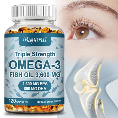 Omega 3 Fish Oil Capsules, Containing 3600 Mg, Are Rich In DHA and EPA, Beneficial for Cardiovascular Health and Immunity.