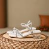 Fashion cross band clear heel sandals women soft bottom summer shoes med-high heels party shoes crystal strap sandalias mujer 2025