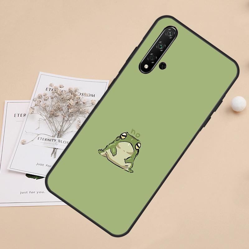 Cute Green Frog For Huawei Nova Y91 Y61 Y60 Y70 Y72 Y73 Y90 9 10 SE 7i 8i 11i 12i P30 P40 Lite P60 Pro Case