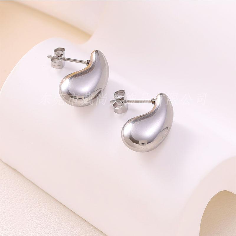 Stainless Steel Water Drop Earrings, High-end Temperament, Versatile Stud Earrings, Niche Ins Style, Fashion Trend Earrings