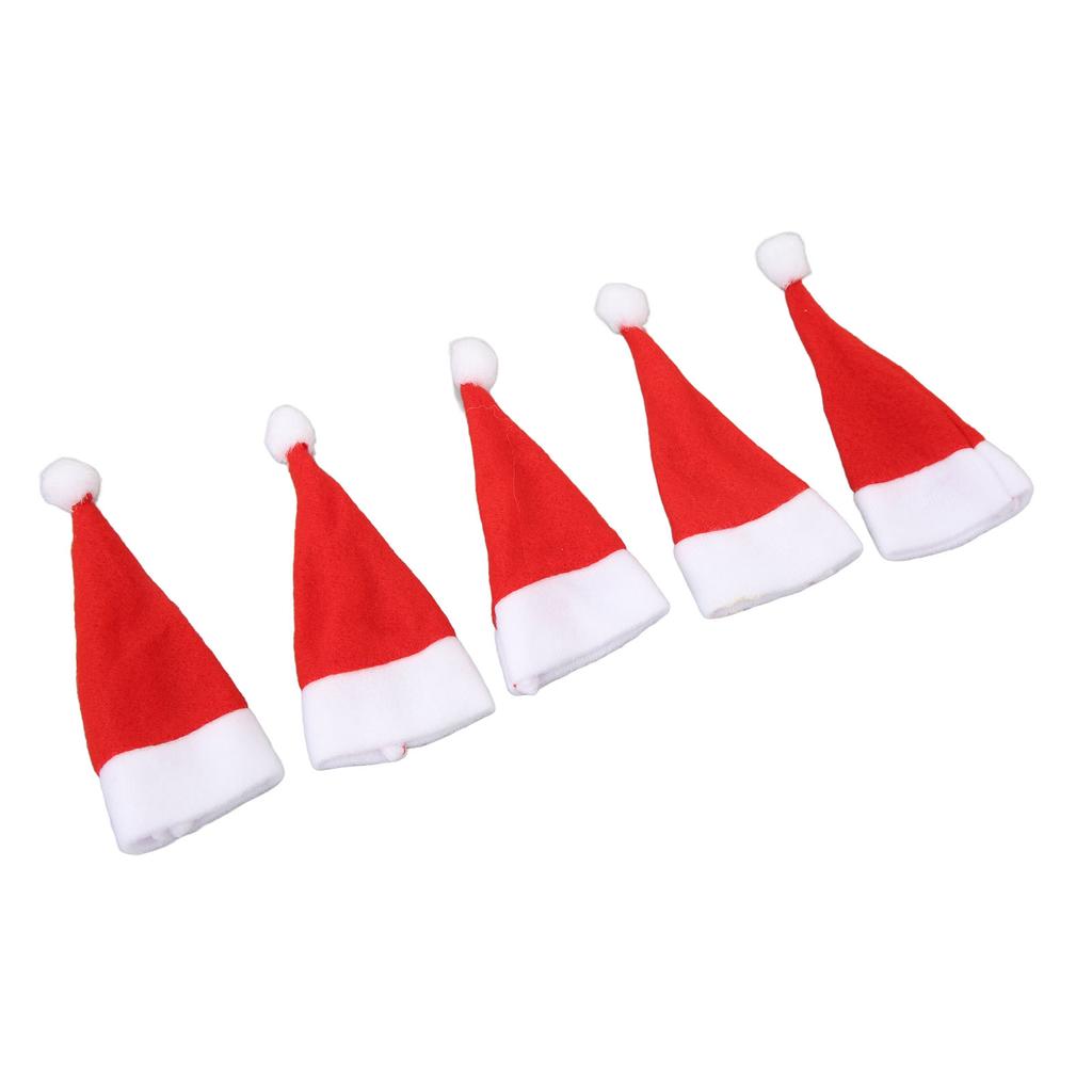 30Pcs Mini Santa Hats Christmas Miniature Ornaments for DIY Crafts Holiday Knife Fork Tableware Wine Bottle Decoration