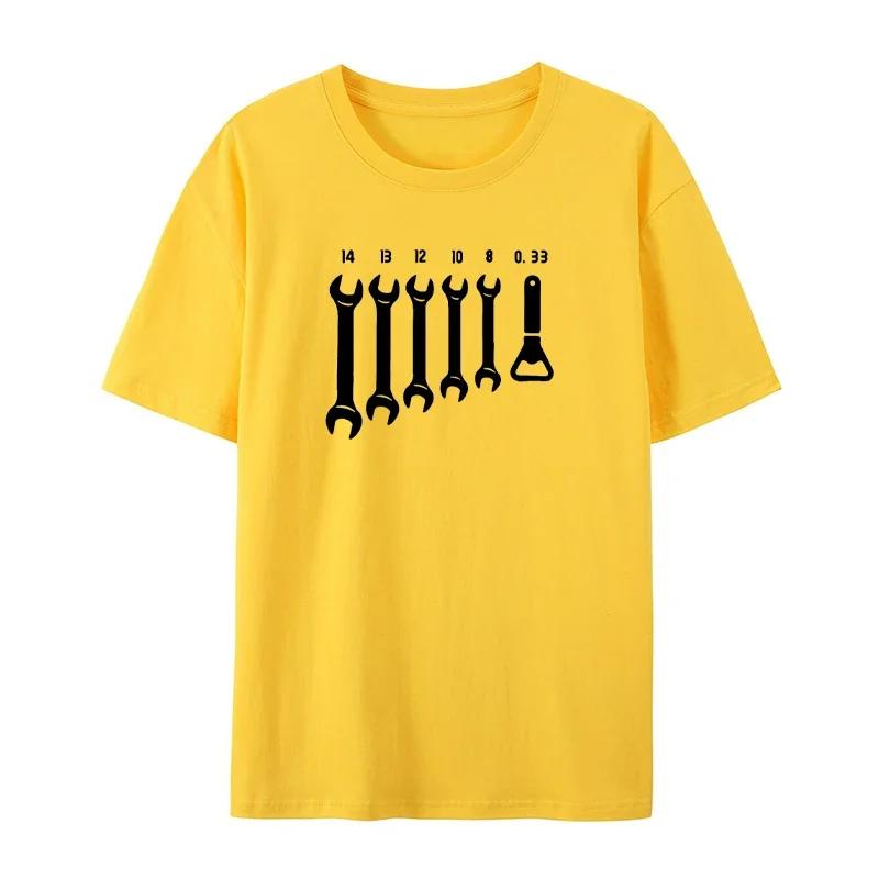 Vintage Screw Wrench Opener Mechanic T-Shirts Men Car Fix Engineer Cotton Tee Short Sleeve Funny T Shirts Top Tee Men's Clothes