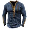 Summer Men's Outdoor Tactical Zipper Collar Long Sleeve Top T-Shirt Casual Base Shirt