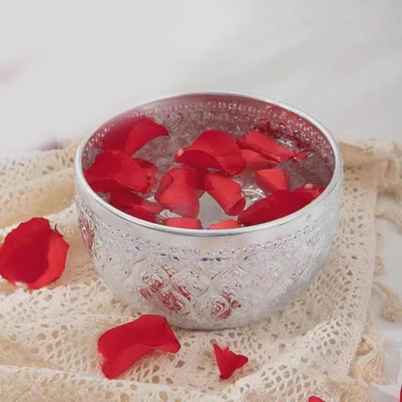Artisanal Crafted Silver Aluminum Thai Styles Bowl Suitable For Shaved Ice Dessert Soups And Noodles Rustics Tableware