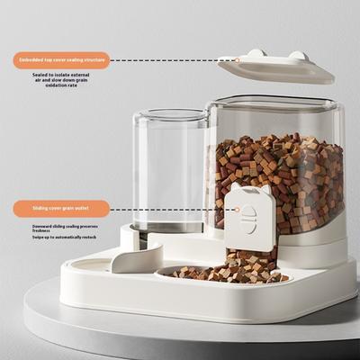Auto Pet Feeders With Double Bowl And Automatic Water Dispenser Cats Medium Dogs Space Saving