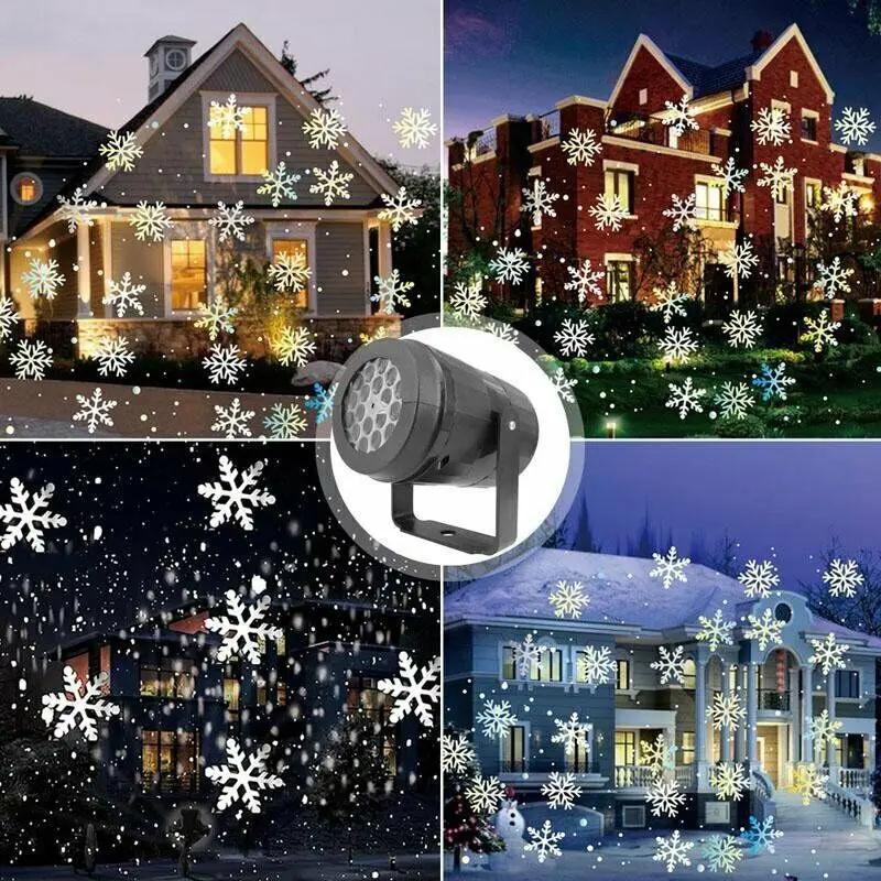 USB Christmas Party Lights LED Laser Snowflake Projector 4W Stage Lights Rotating Xmas Holiday Lighting Outdoor Garden Decor