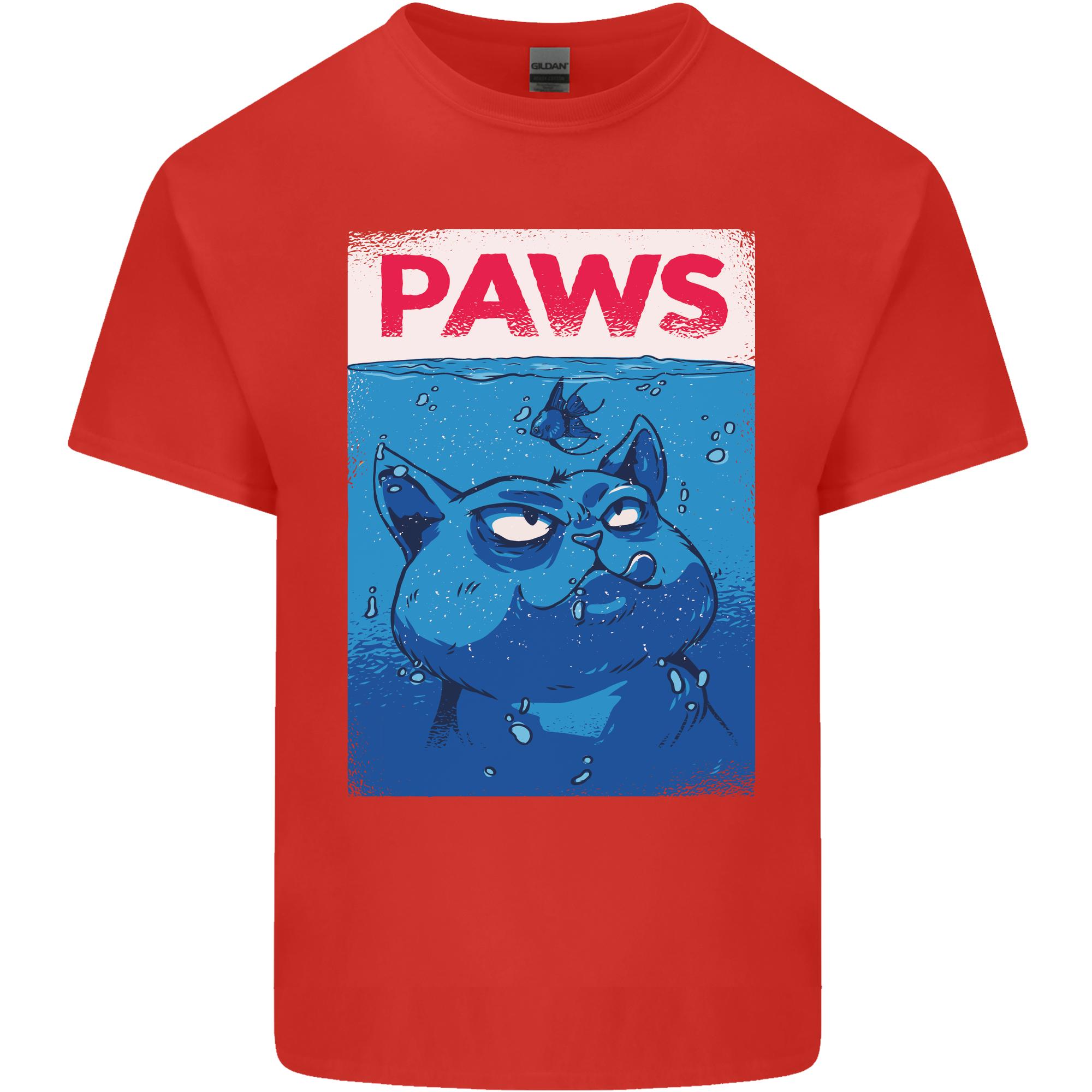 Paws Funny Cat and Goldfish Parody Unisexs Light Cotton TShirt S