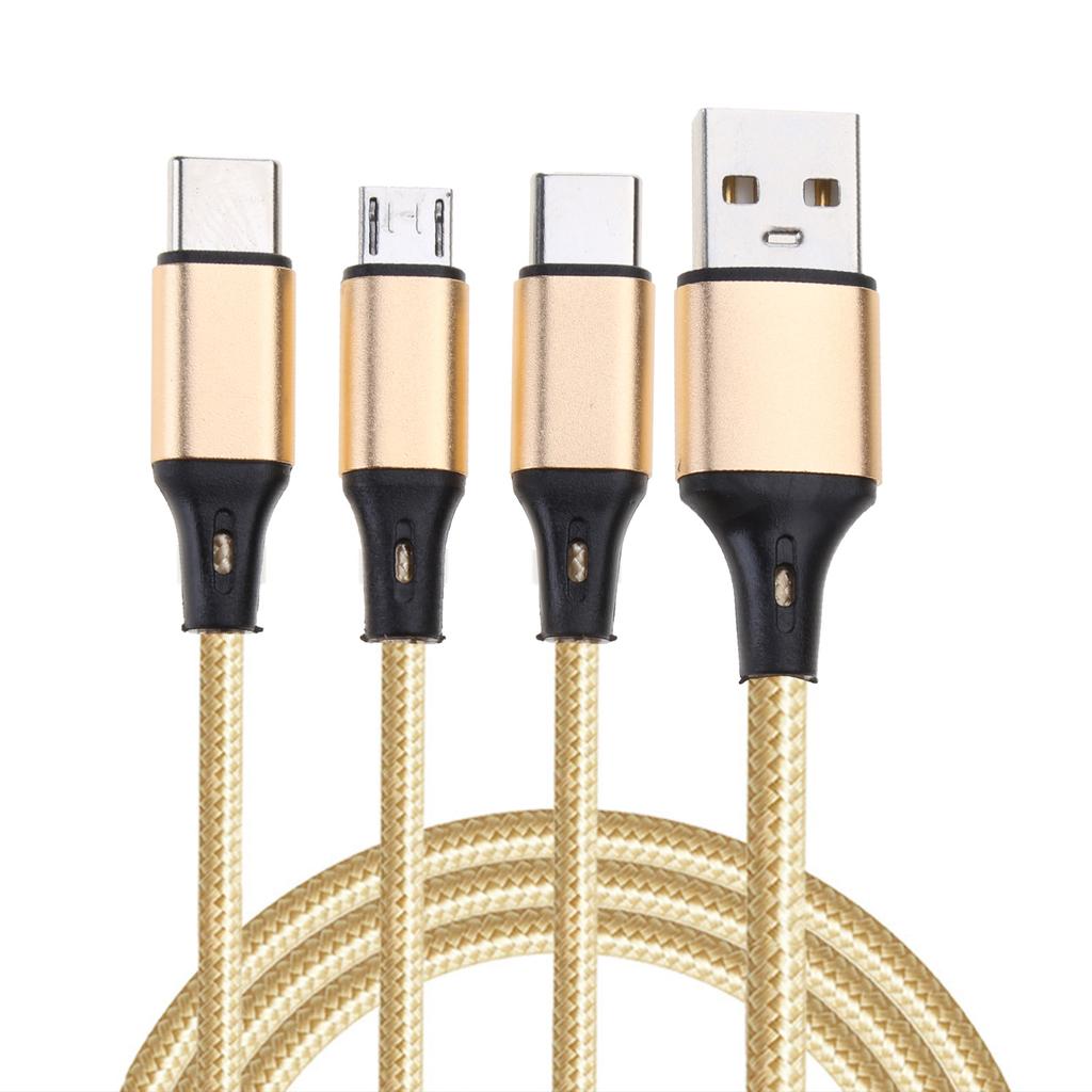 USB Multi Charging Cable 3 in1 Multiple Phone Charger Cord USB C Multi Cable with Type C MicroUSB for Phones Tablets