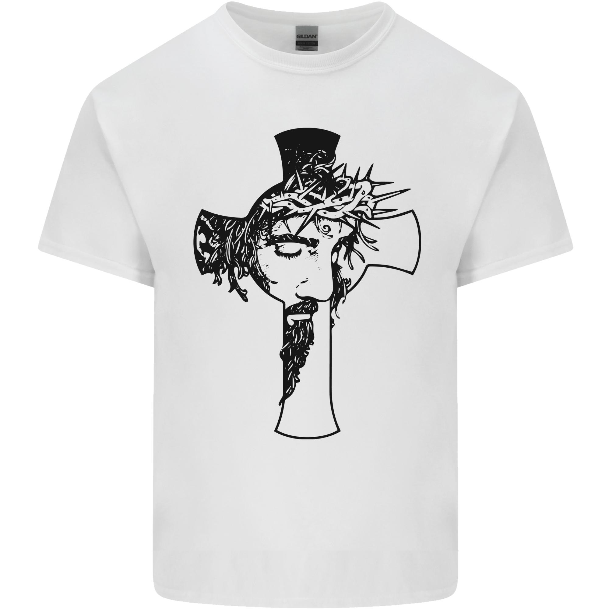 The Face Of Jesus On A Cross Christian God Unisexs Light Cotton Tshirt S
