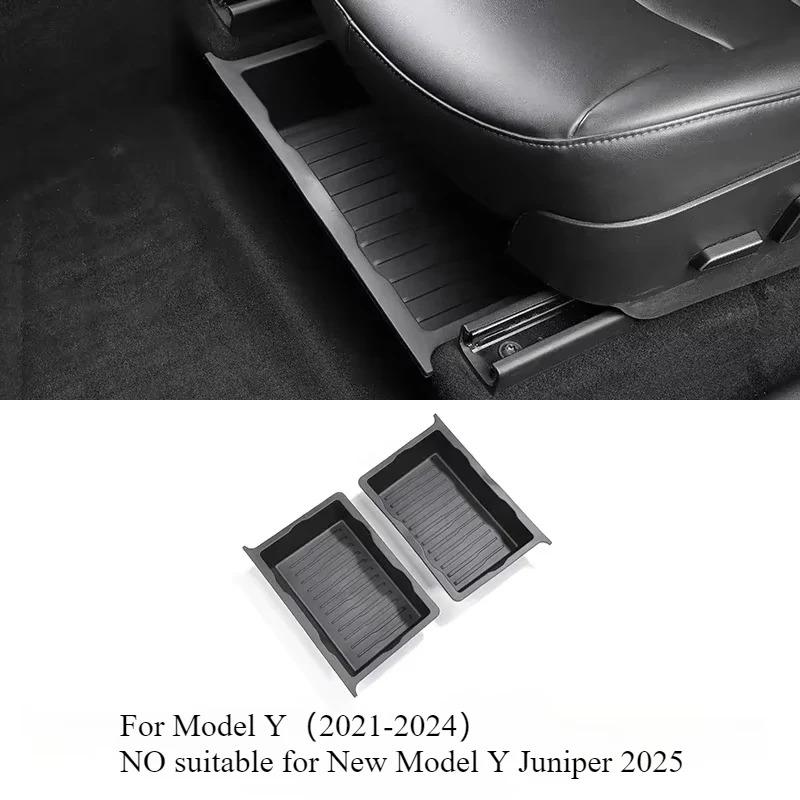 Underseat Storage Box For Tesla Model Y Environmentally Friendly Drawer TPE Storage Box Push Pull Car Interior Accessories 2024