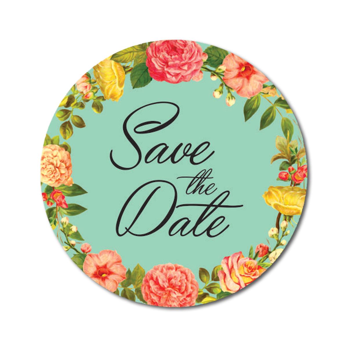 

Дорогий сувенір, 45 шт., круглий білий квітковий вінок, наклейки Збережіть дату , весільна печатка, 1,6 дюйма 1.6 Inches Diameter зелений