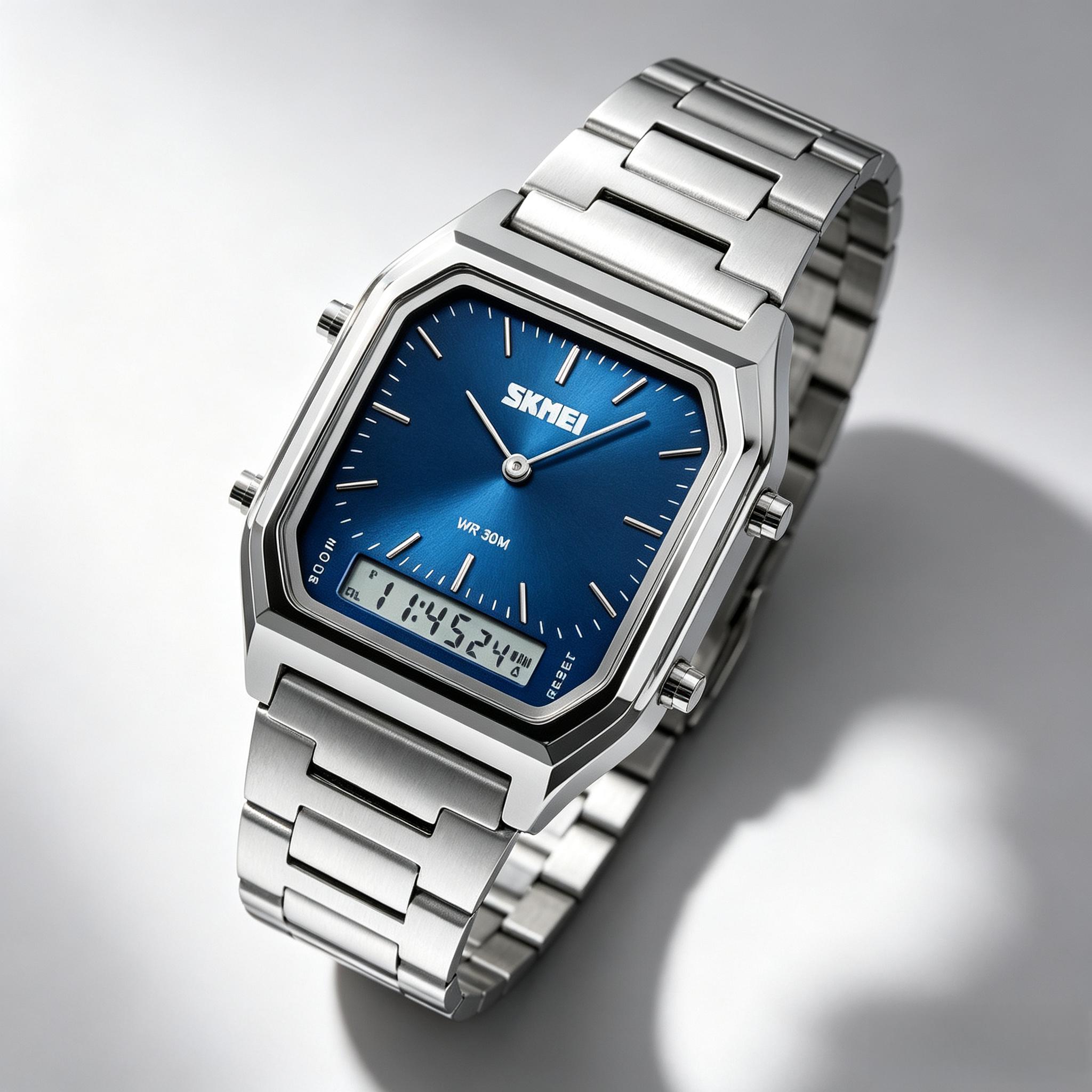Men s Quartz Watch SKMEI Rectangular Analog-Digital Business 1220 синий