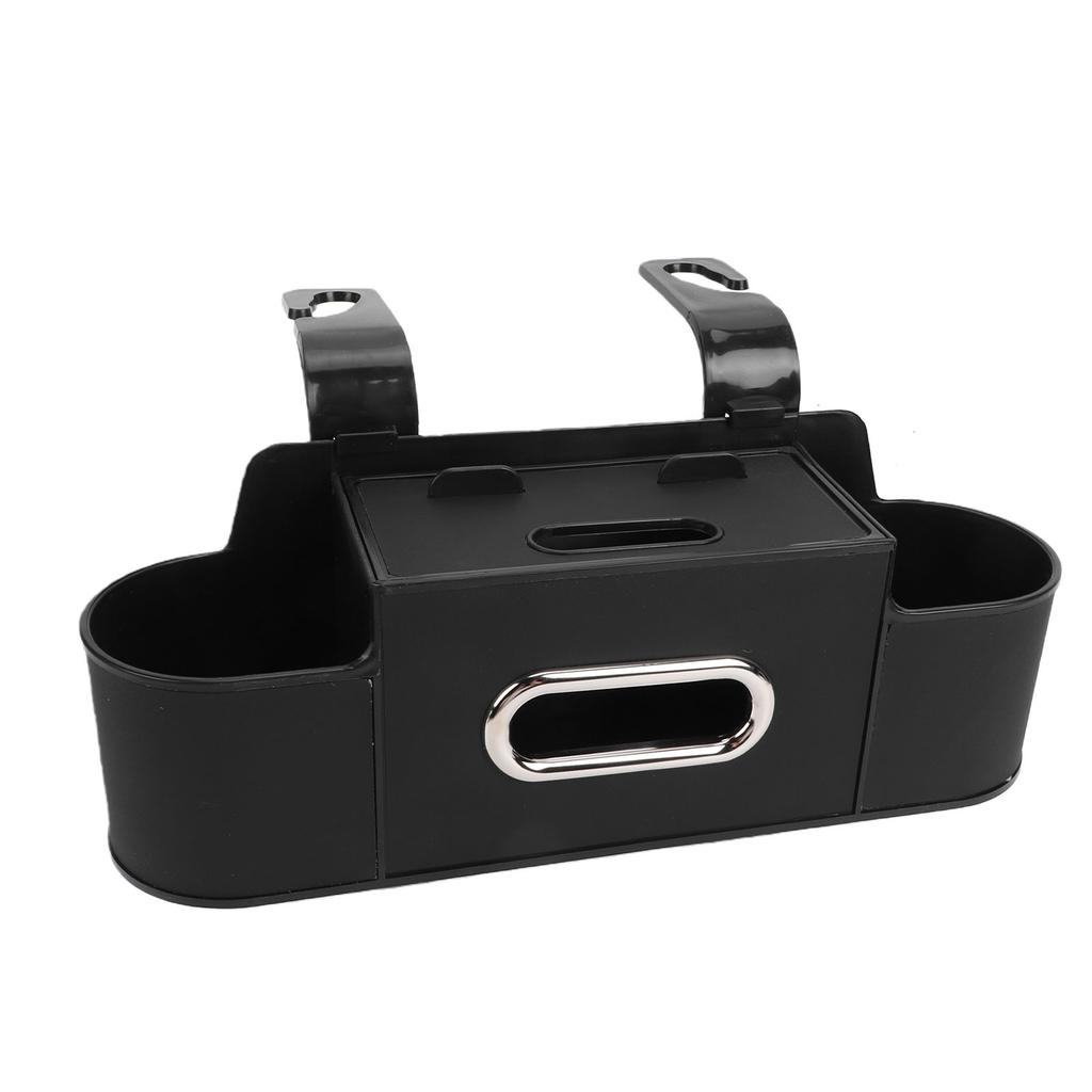 Car Back Seat Organizer with Cup Holder Tissue Dispenser Hooks Multifunctional Seat Back Storage Box for SUV Truck Sedan