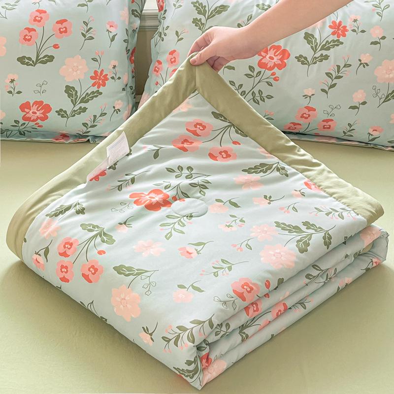 Washed Cotton Ultrasonic Embossed Summer Quilt - Double Size, Lightweight, Ideal for Air Conditioning, Gift or Group Purchase.